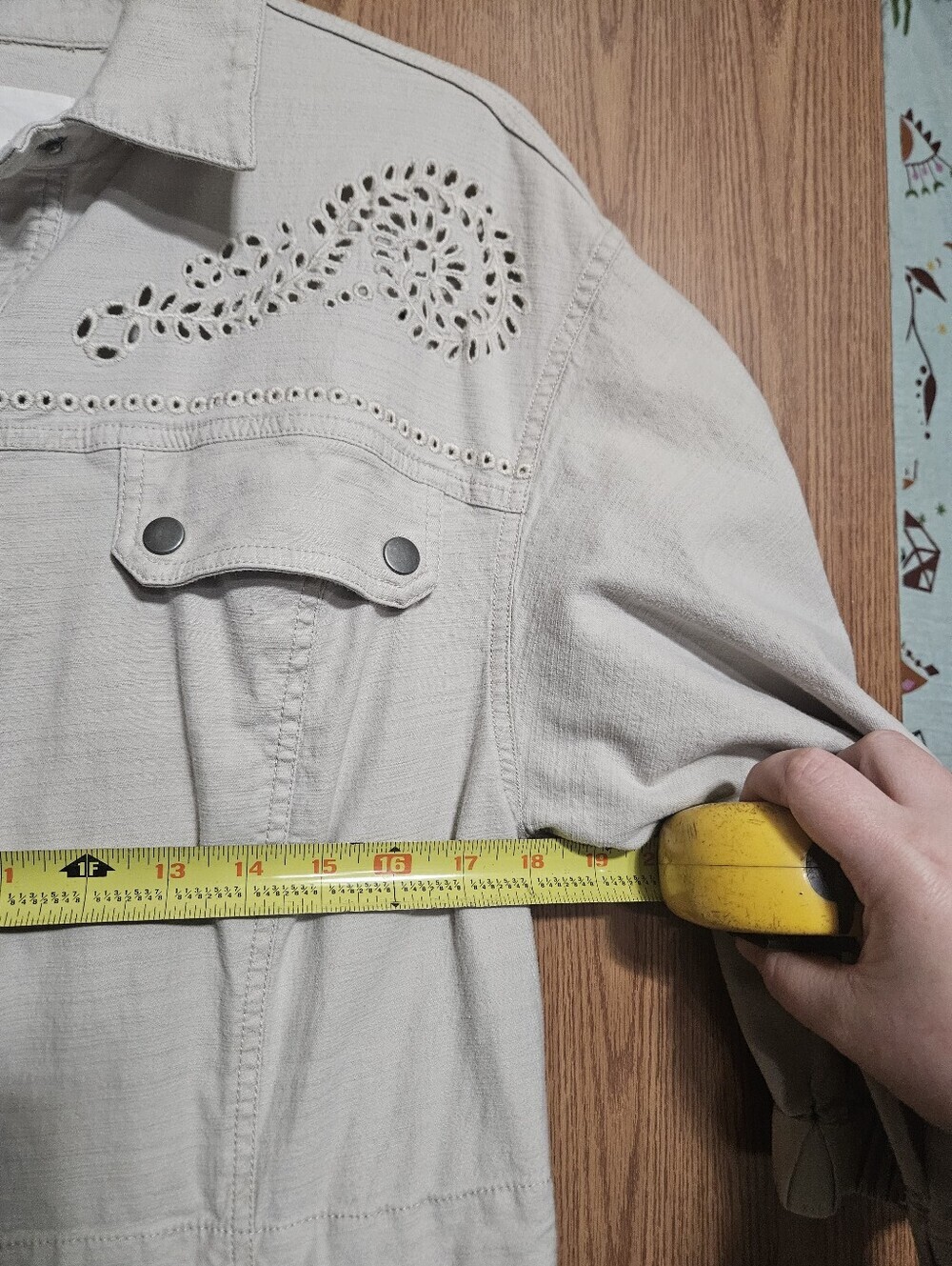 Anthropologie Ivory Snap Button Lasercut Jumpsuit Boho Hippie Size Medium! - Picture 8 of 11
